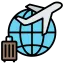 Hospitality and tourism icon highlighting travel and lodging